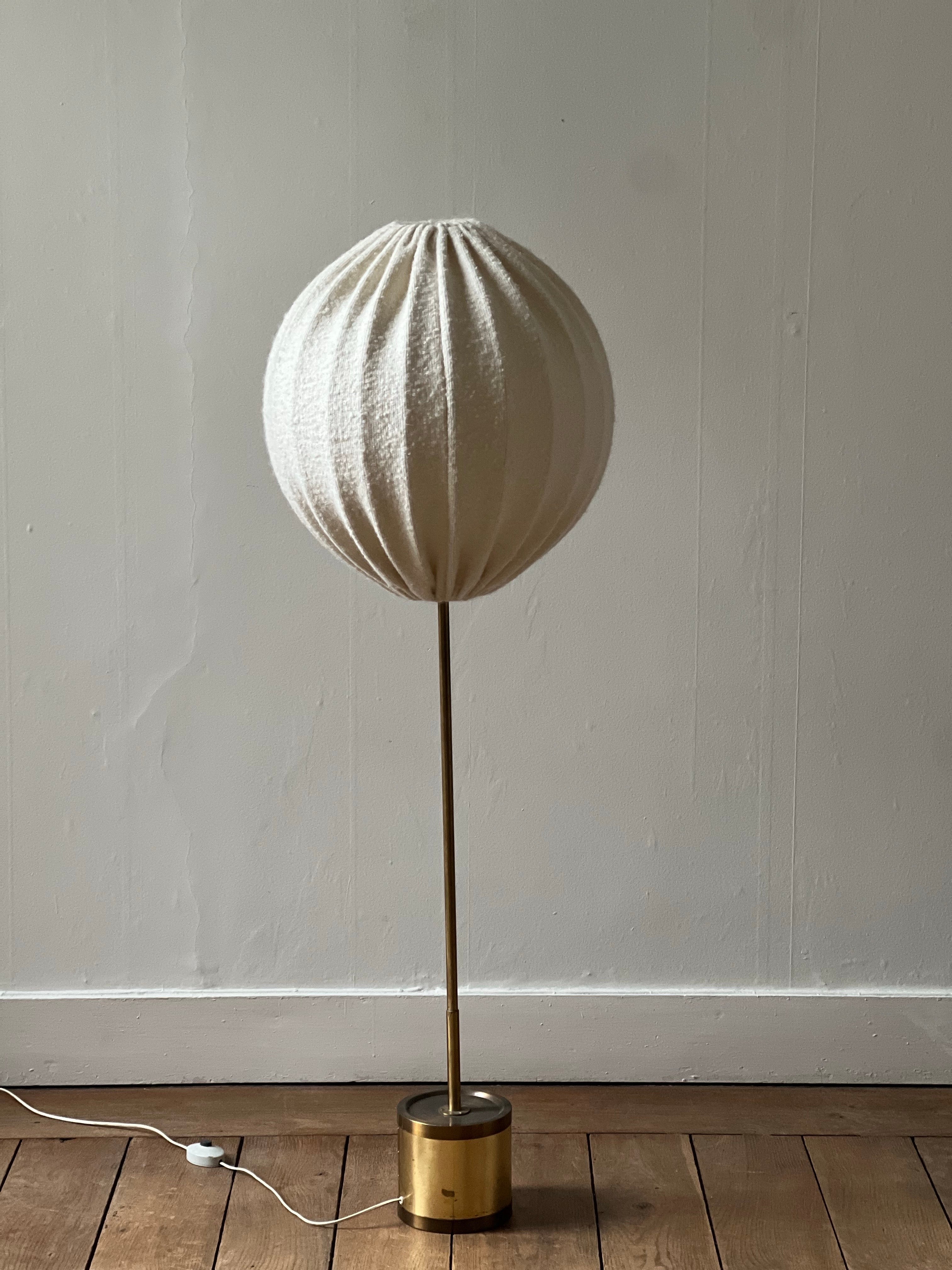Mid-Century Modern Hans Agne Jakobsson unique wool and Brass Floor Lamp new handcrafted shade