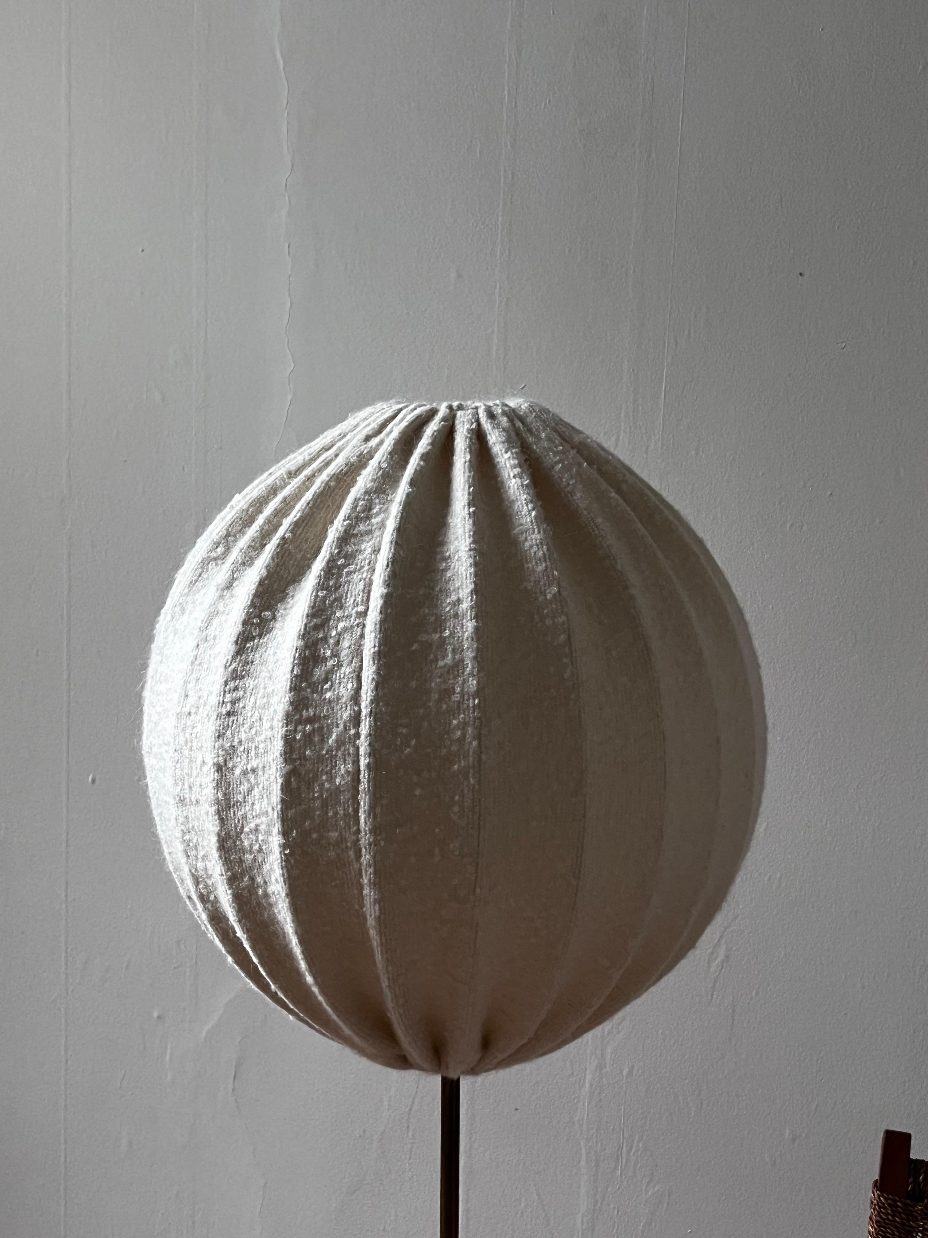 Swedish Hans Agne Jakobsson unique wool and Brass Floor Lamp new handcrafted shade