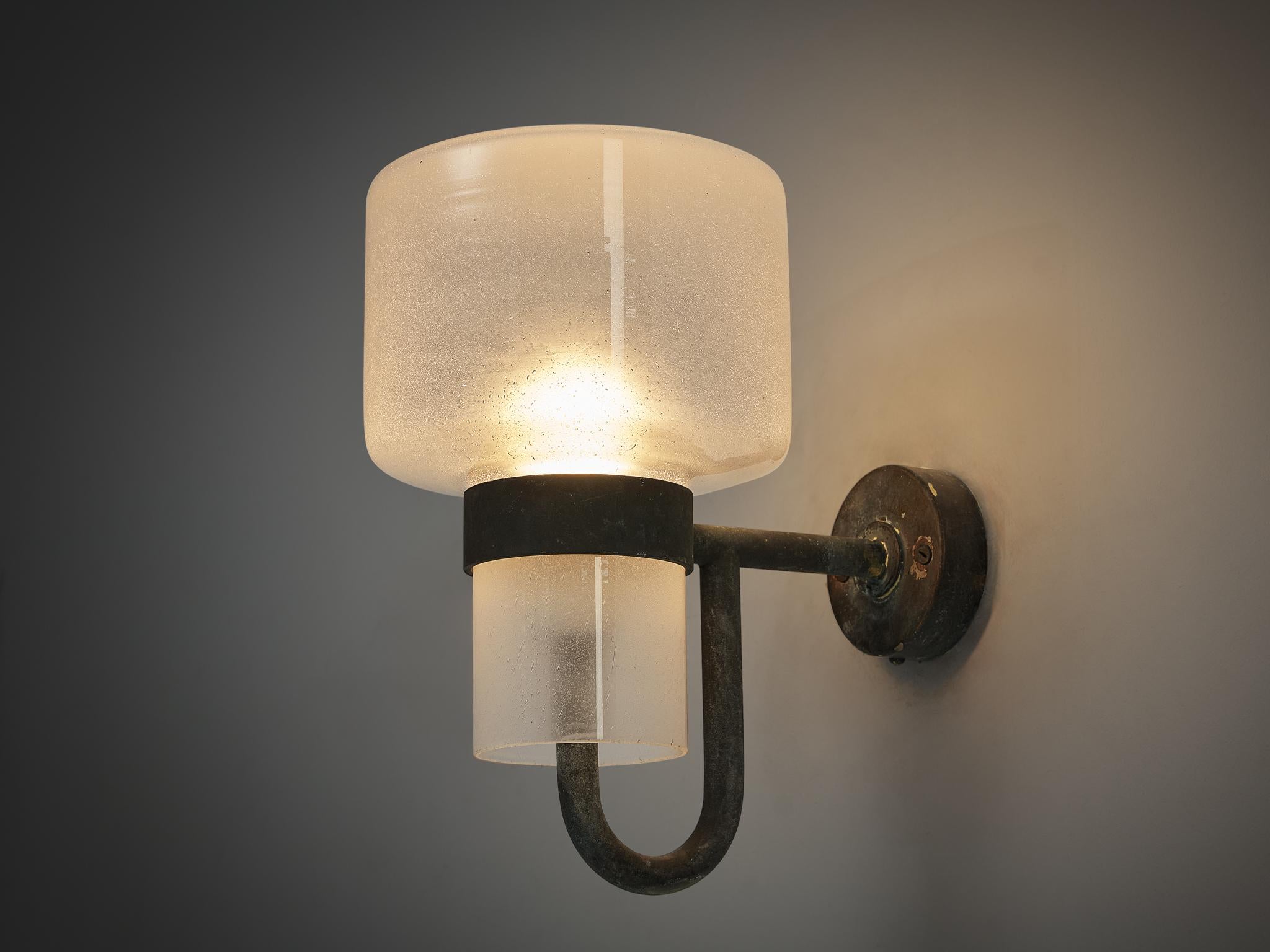Scandinavian Modern Hans-Agne Jakobsson 'V-138' Wall Light in Copper and Blown Glass