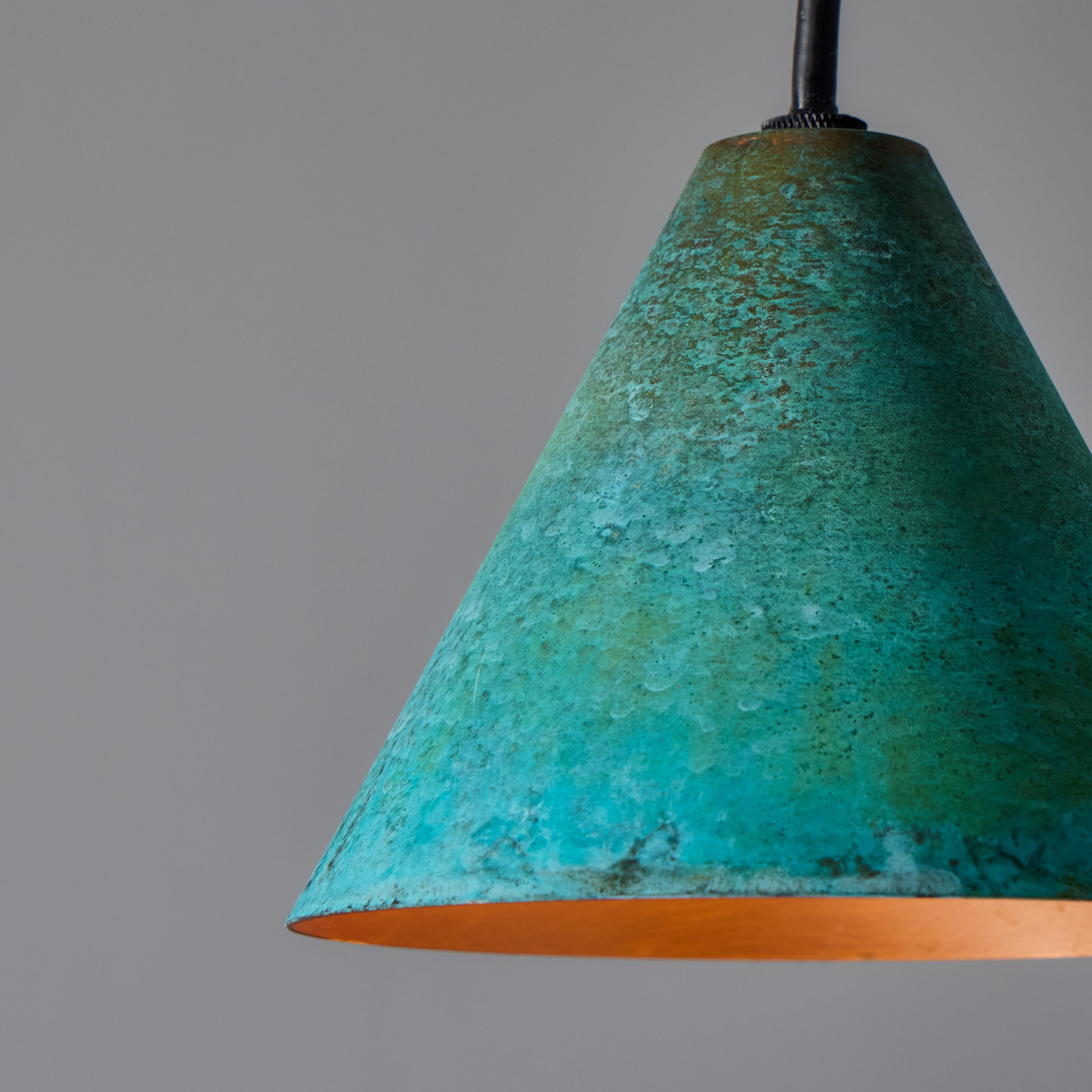 Hans-Agne Jakobsson Verdigris Patinated 'Mini-Tratten' Outdoor Pendant For Sale 10
