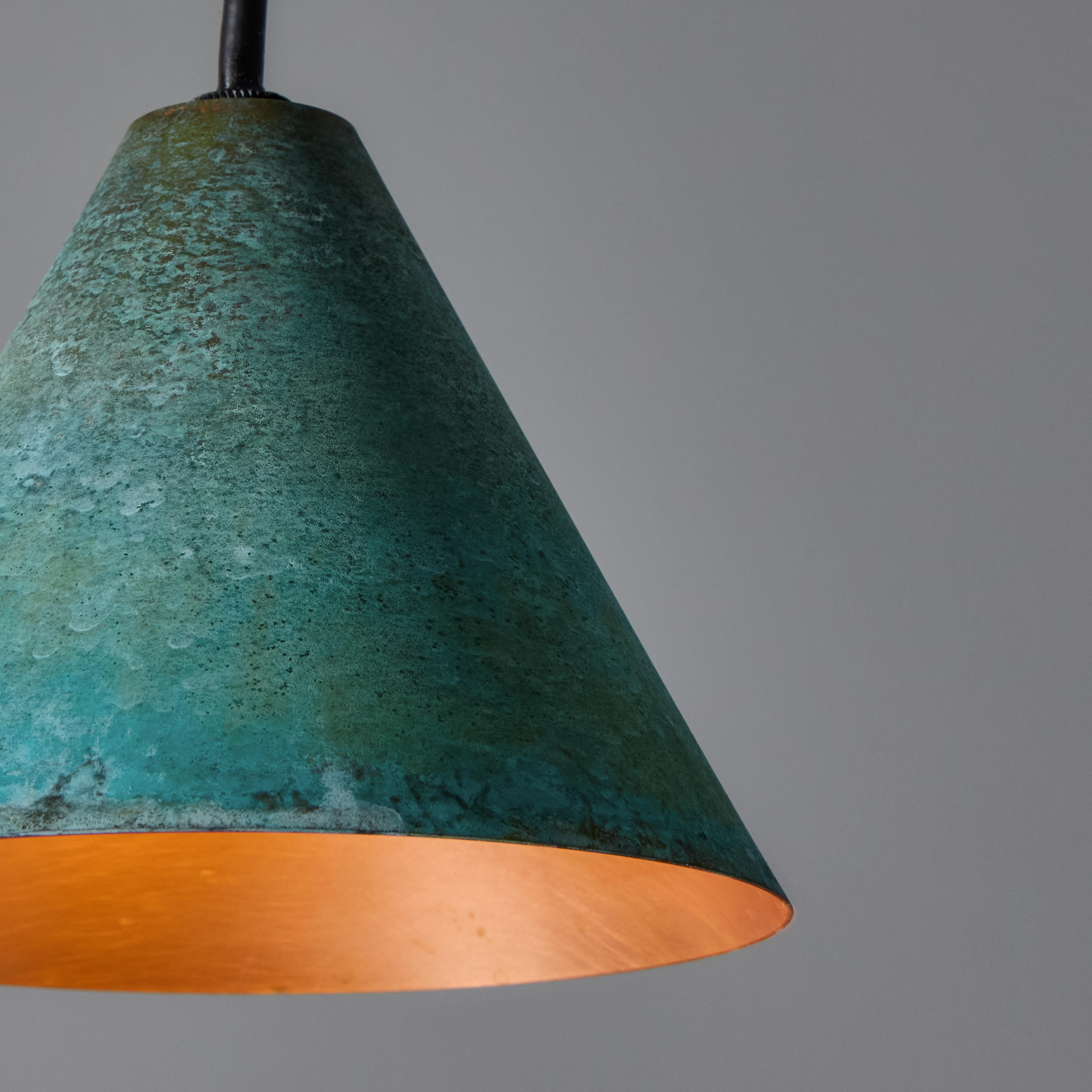 Hans-Agne Jakobsson Verdigris Patinated 'Mini-Tratten' Outdoor Pendant For Sale 11