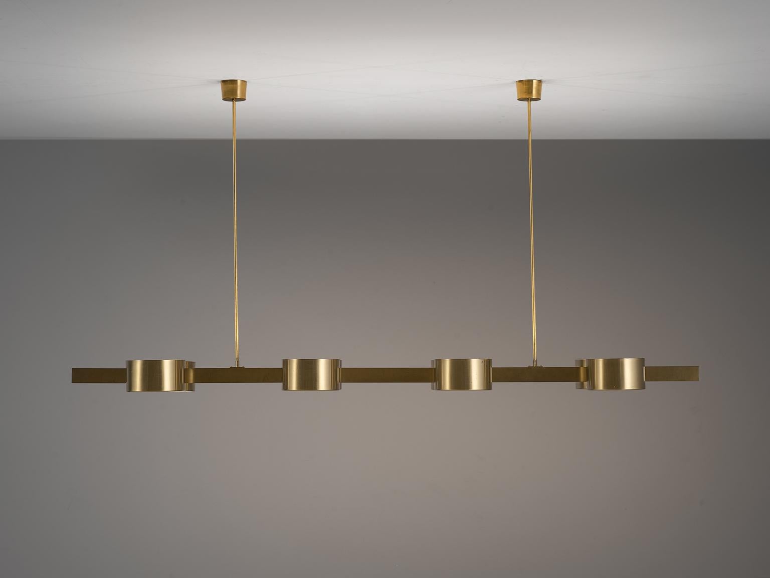 Mid-Century Modern Hans Agne Jakobsson Very Large Chandelier with Eight Shades in Brass