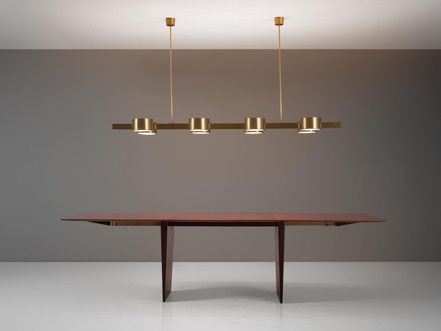 Hans Agne Jakobsson Very Large Chandelier with Eight Shades in Brass 2