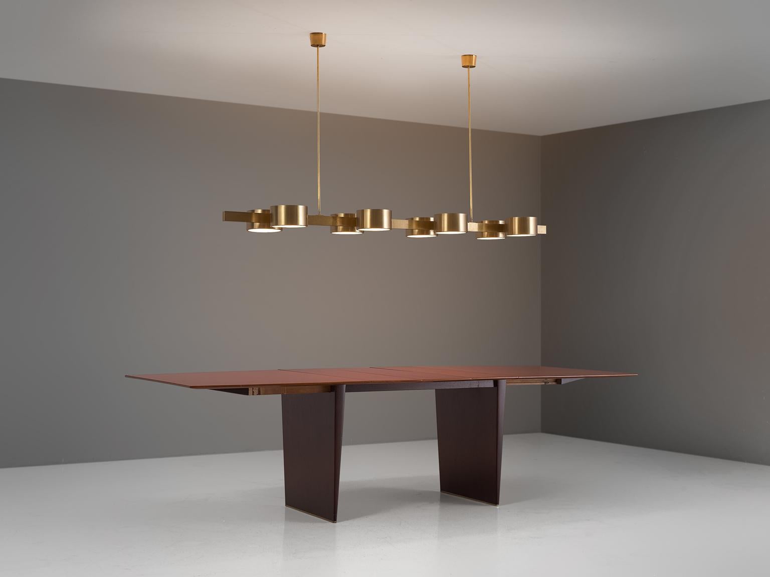 Hans Agne Jakobsson Very Large Chandelier with Eight Shades in Brass 3