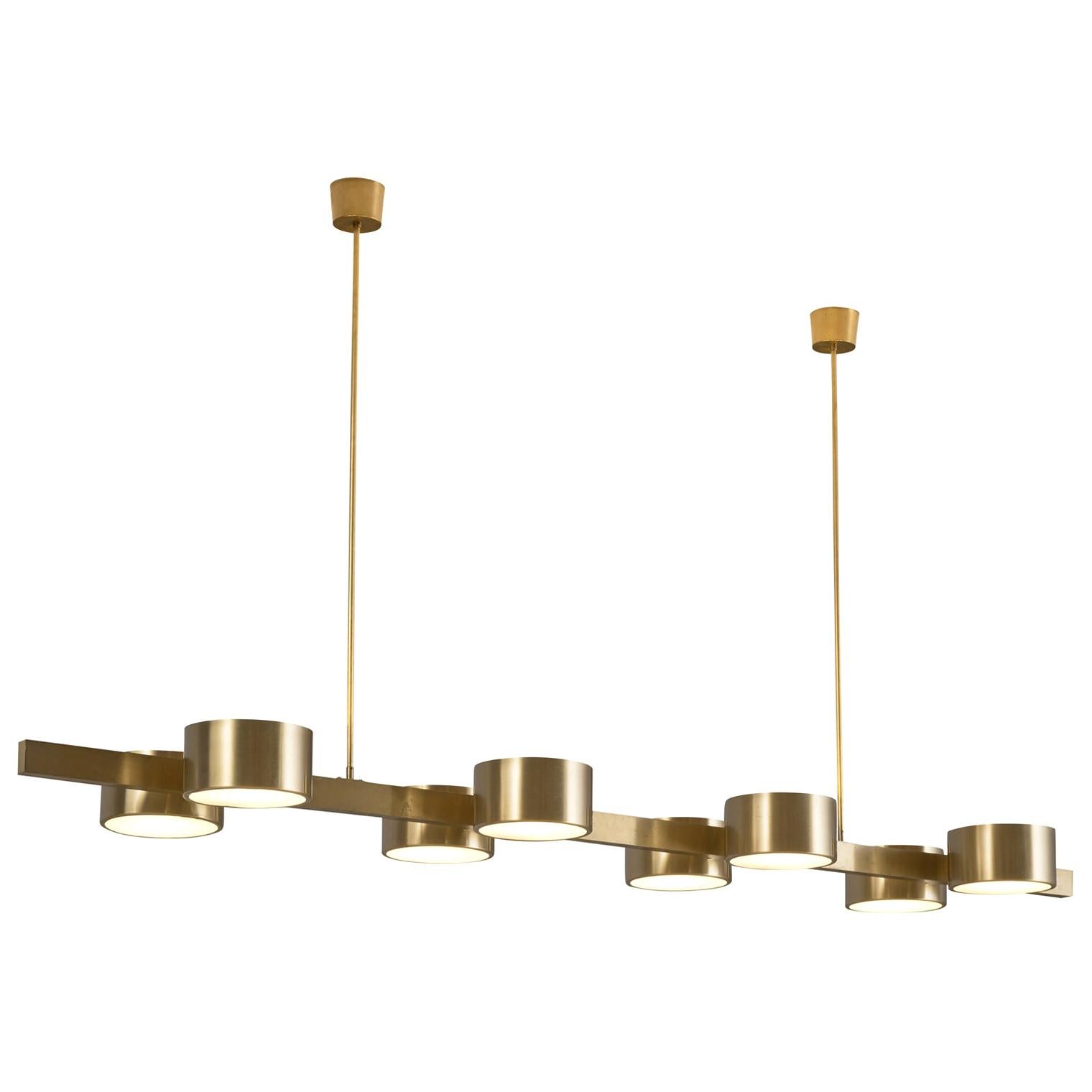 Hans Agne Jakobsson Very Large Chandelier with Eight Shades in Brass