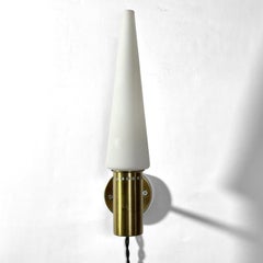 Hans-Agne Jakobsson wall lamp S-1987, brass and opal glass, Sweden, 1960s