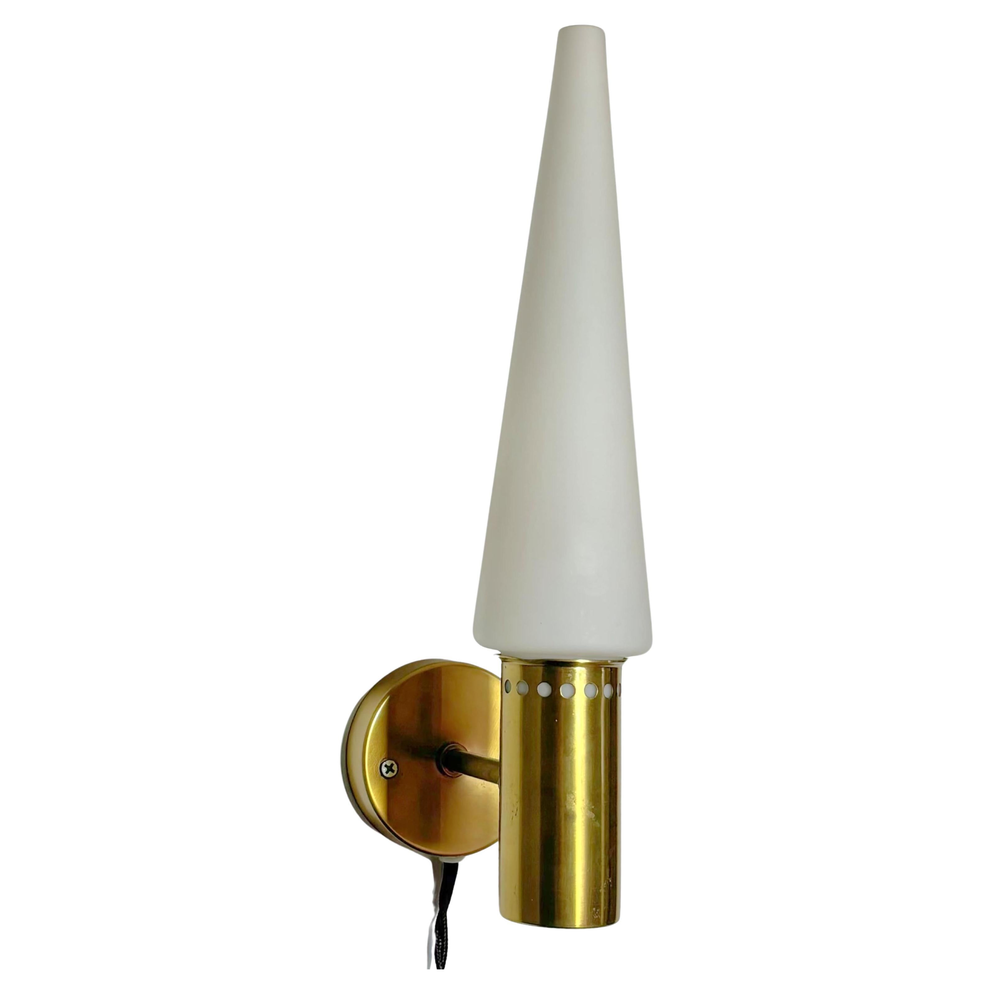 Hans-Agne Jakobsson wall lamp S-1987, brass and opal glass, Sweden, 1960s