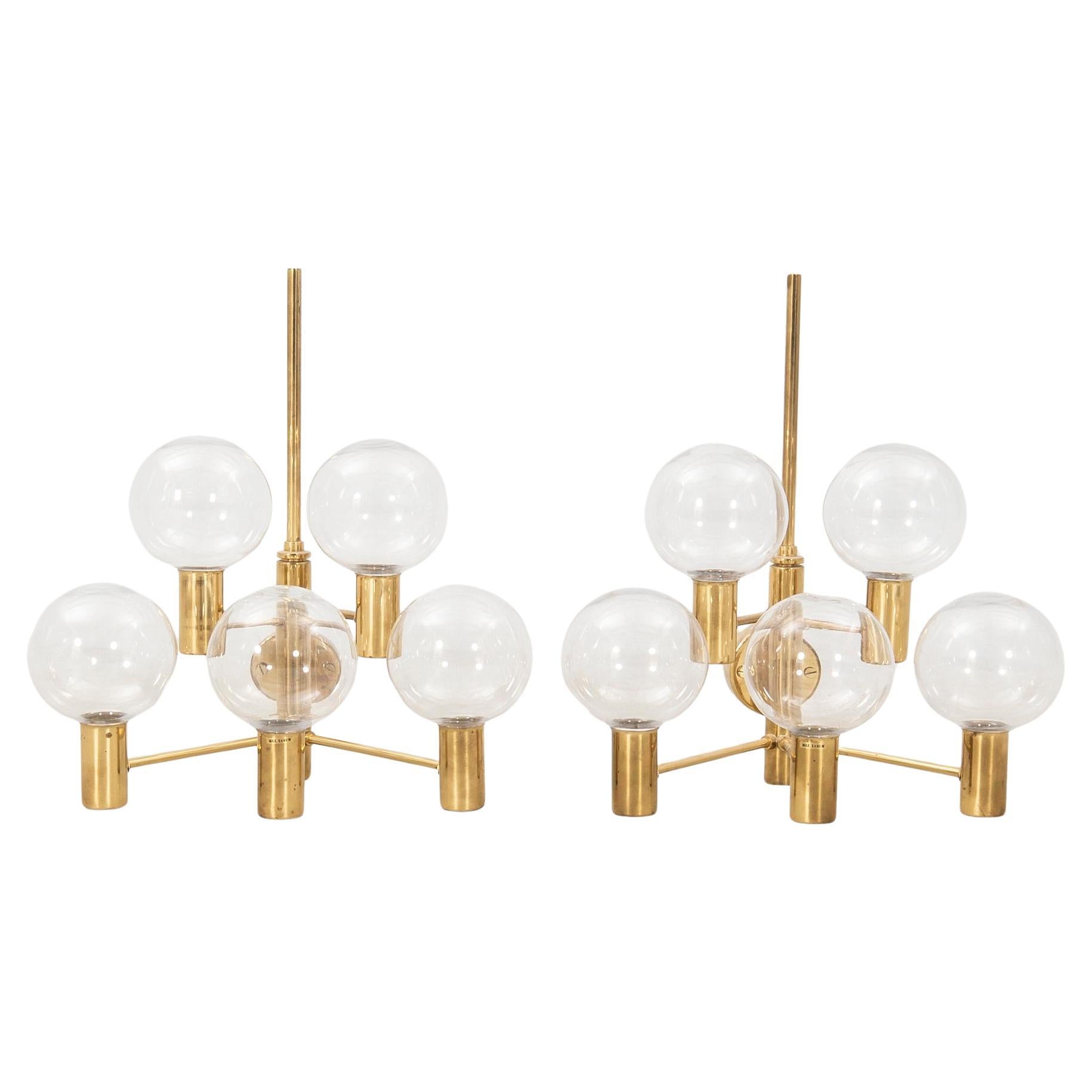 Hans-Agne Jakobsson Wall lamps clear glass and brass  a pair Sweden 1960