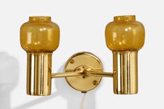 Hans-Agne Jakobsson, Wall Light, Brass, Glass, Sweden, 1960s