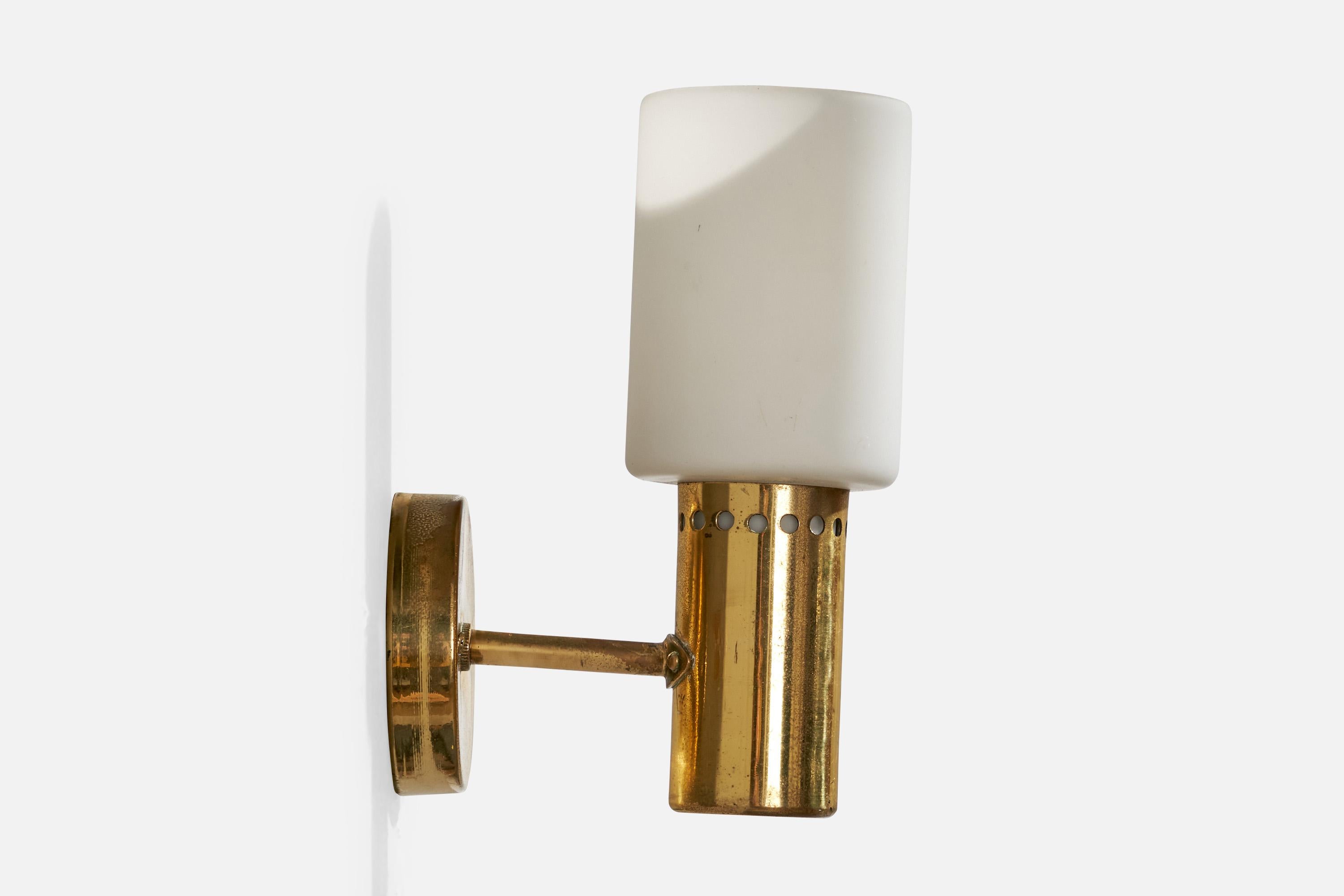 Swedish Hans-Agne Jakobsson, Wall Light, Brass, Glass, Sweden, 1960s For Sale