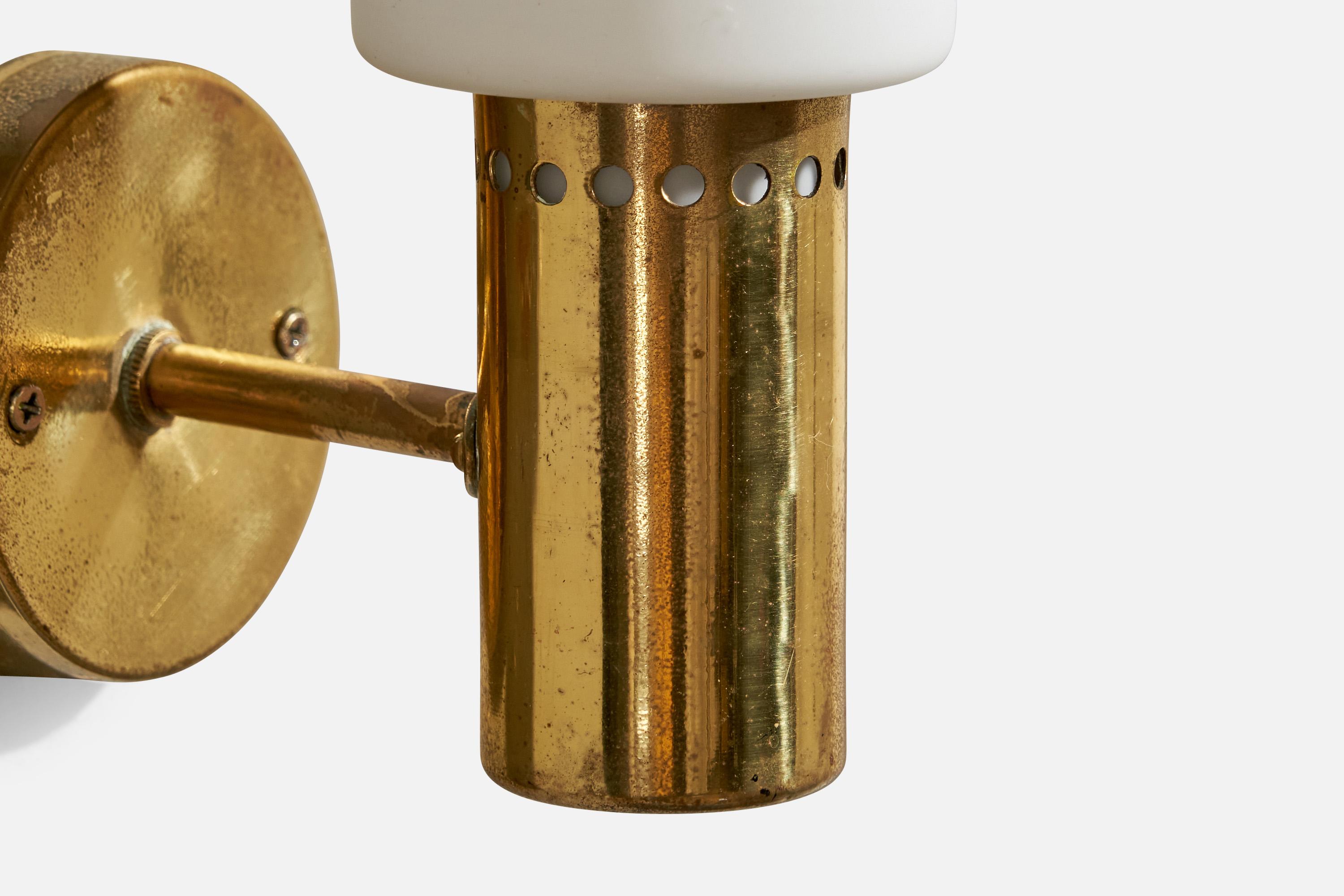 Mid-20th Century Hans-Agne Jakobsson, Wall Light, Brass, Glass, Sweden, 1960s For Sale