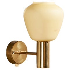 Hans-Agne Jakobsson, Wall Light, Brass, Glass, Sweden, 1960s