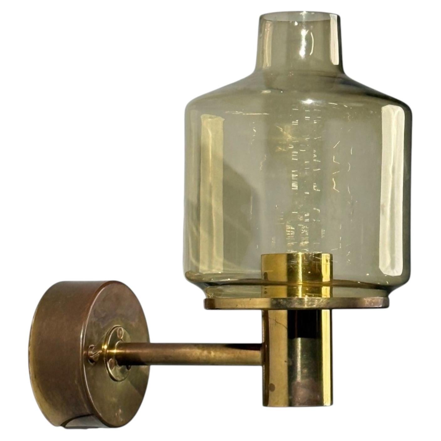 Hans-Agne Jakobsson, Wall Light, Brass, Glass, Sweden, 1960s For Sale