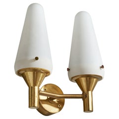 Hans-Agne Jakobsson, Wall Light, Brass, Glass, Sweden, 1970s