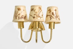 Hans-Agne Jakobsson, Wall Light, Brass, Parchment, Sweden, 1960s