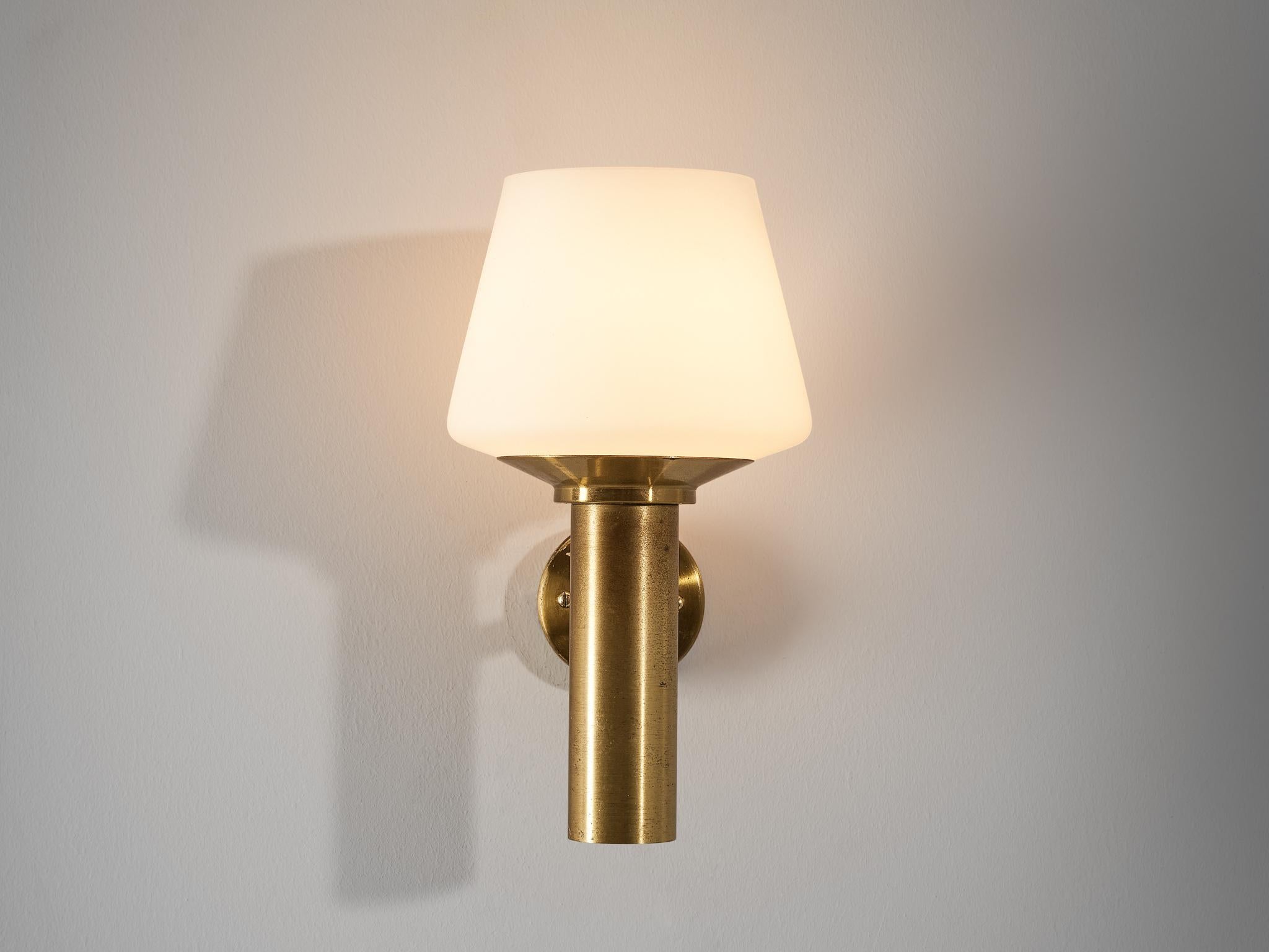 Hans-Agne Jakobsson Wall Light in Brass and Opaline Glass In Good Condition In Waalwijk, NL