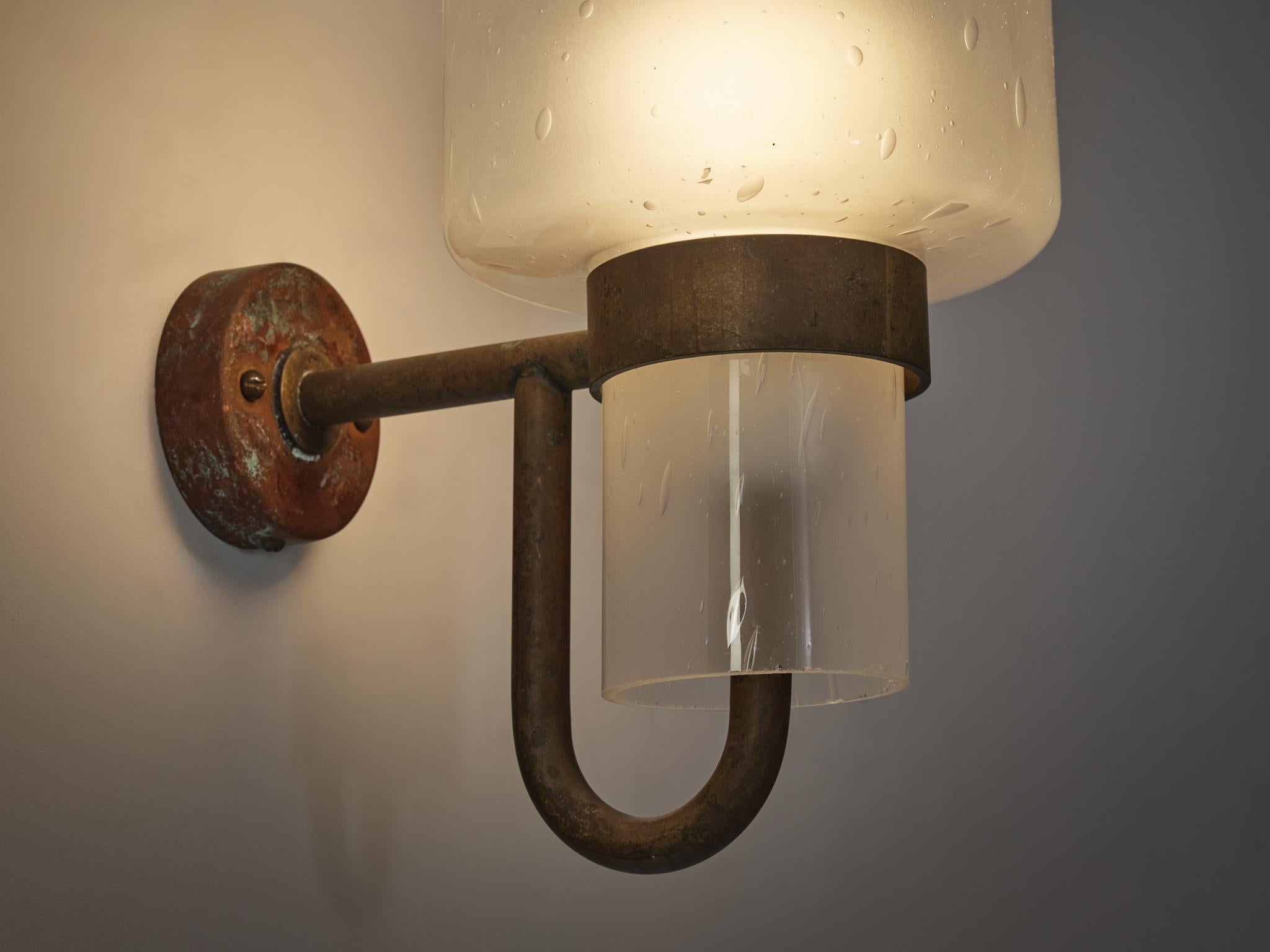 Aplique Hans-Agne Jakobsson de cobre y cristal soplado en Bueno estado para la venta en Waalwijk, NL