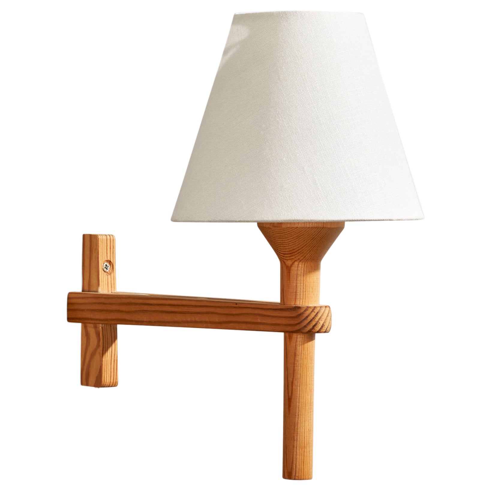 Hans-Agne Jakobsson, Wall Light, Pine, Fabric, Sweden, 1970s