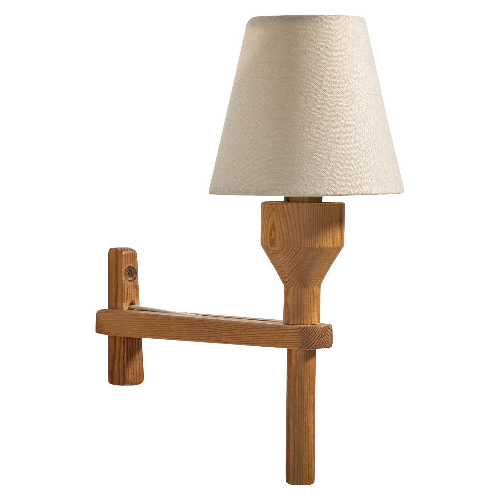 Hans-Agne Jakobsson, Wall Light, Pine, Fabric, Sweden, 1970s