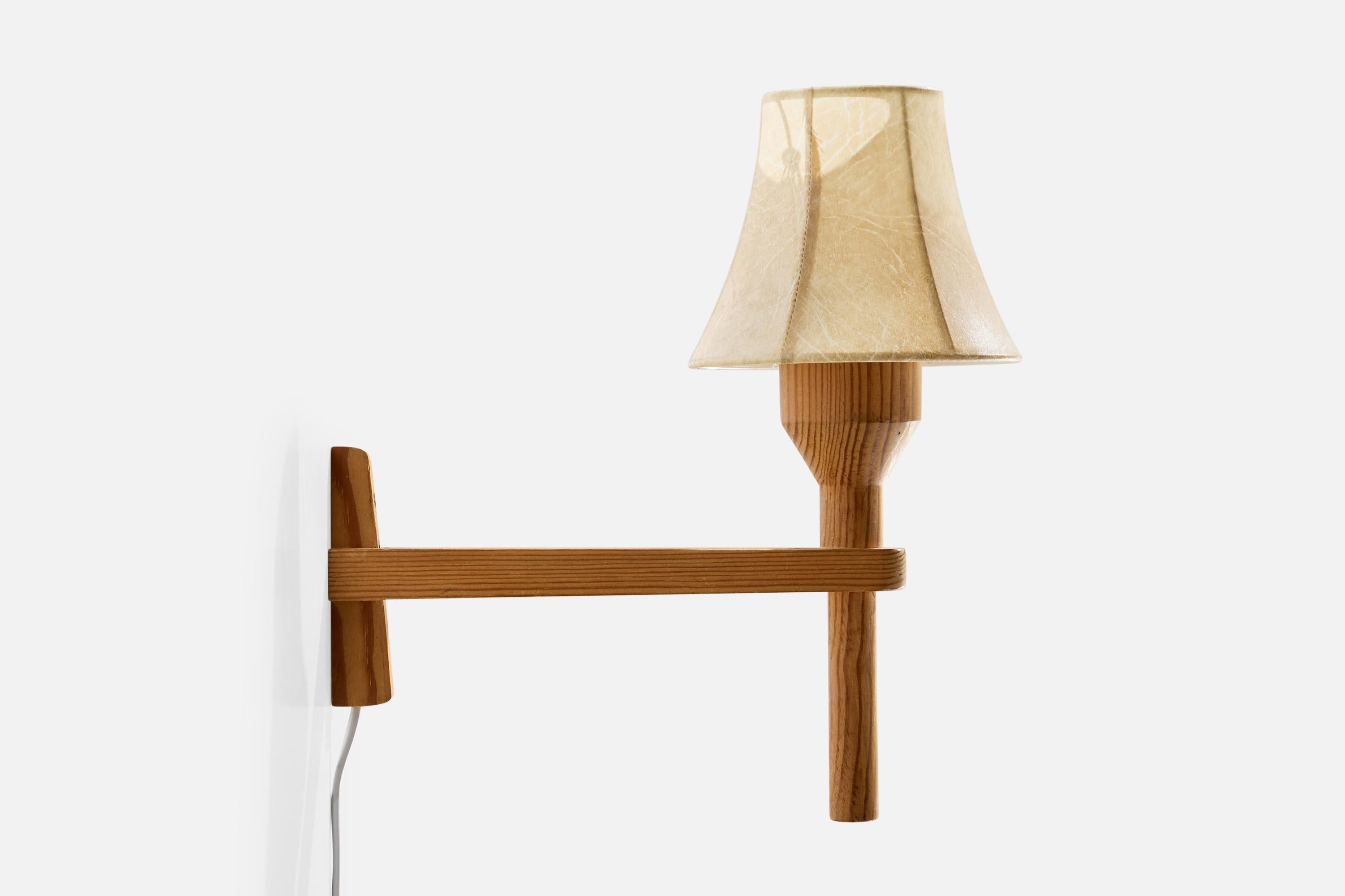 Suédois Hans-Agne Jakobsson, Applique, Pin, Parchemin, Suède, 1970 en vente