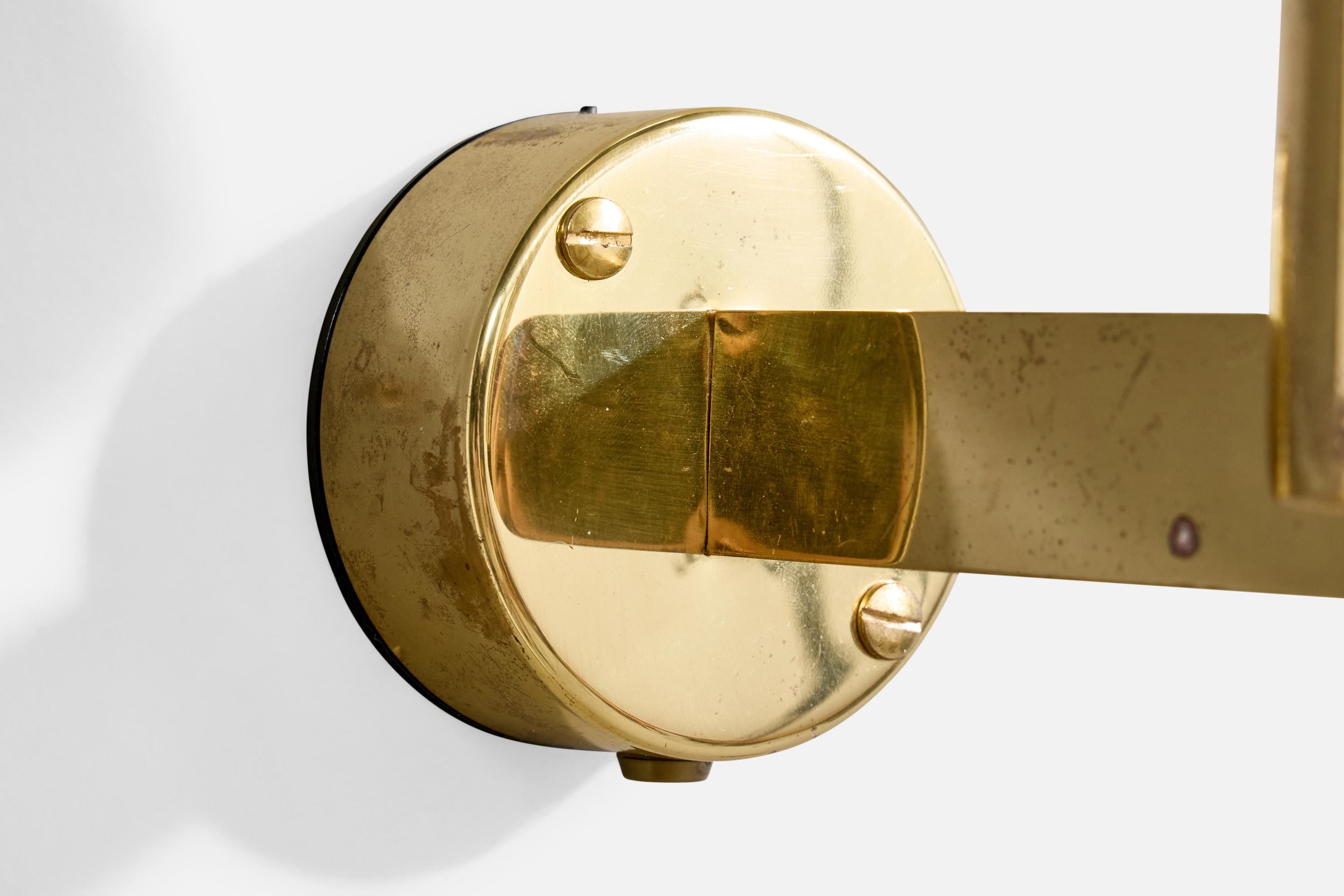 Milieu du XXe siècle Hans-Agne Jakobsson, Wall Lights, Brass, Fabric, Sweden, 1960s en vente