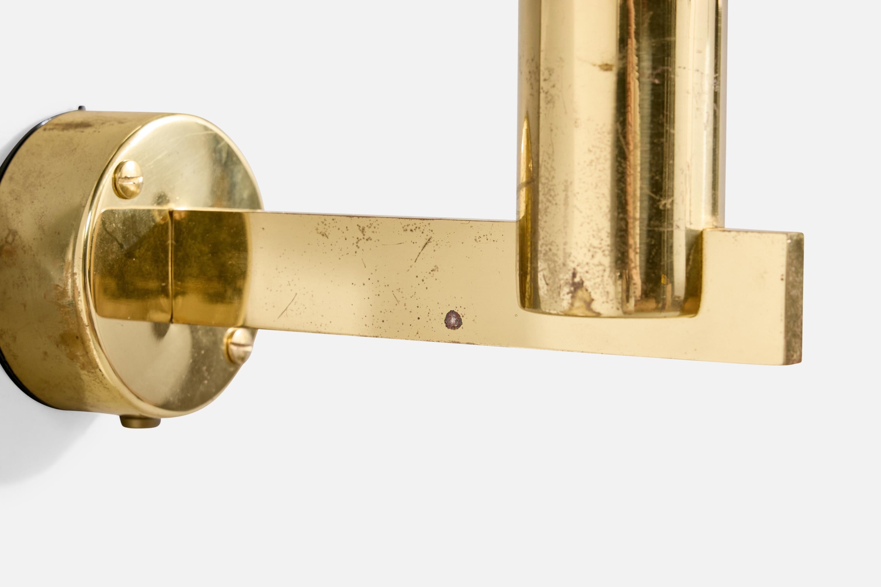 Laiton Hans-Agne Jakobsson, Wall Lights, Brass, Fabric, Sweden, 1960s en vente