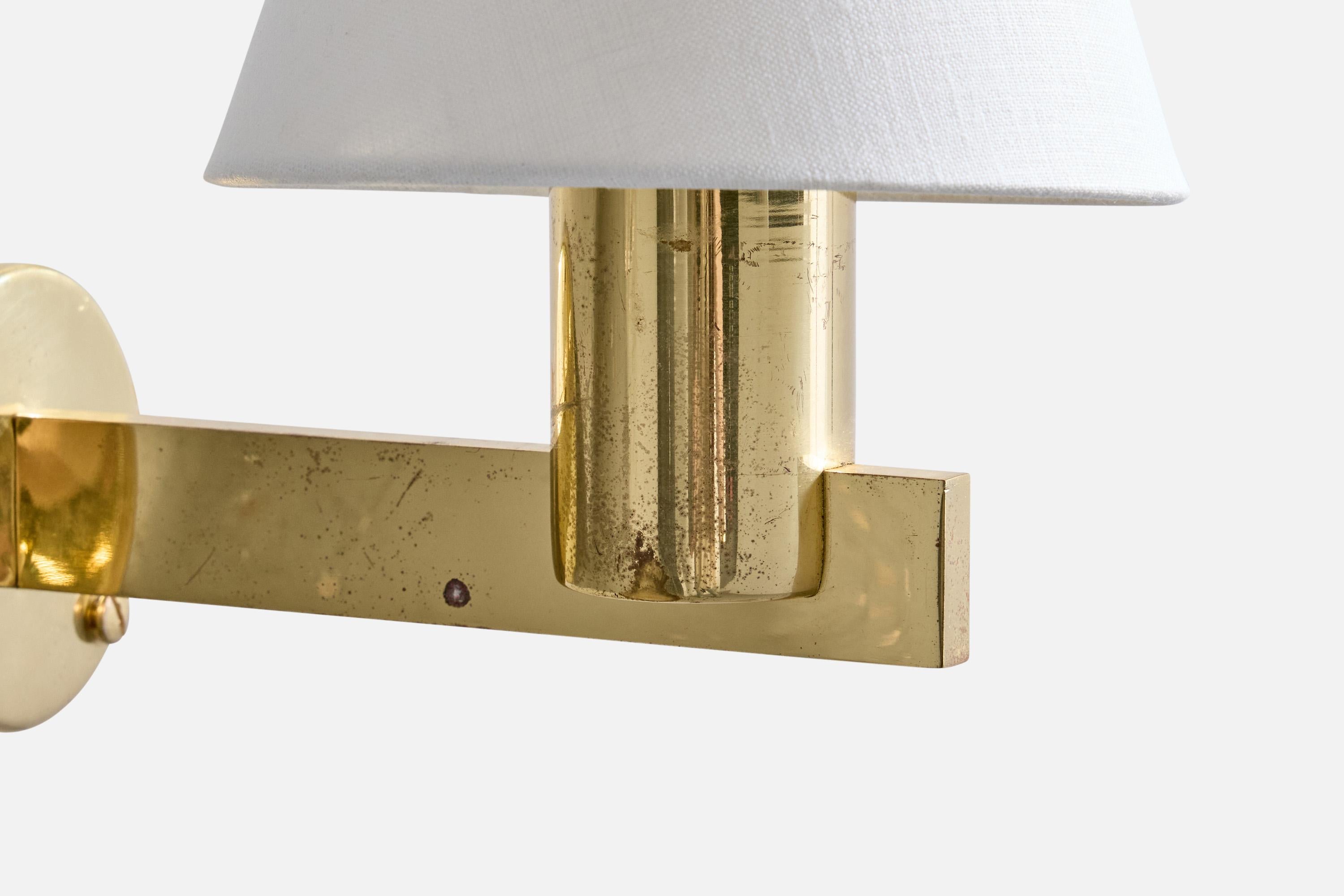 Hans-Agne Jakobsson, Wall Lights, Brass, Fabric, Sweden, 1960s 2