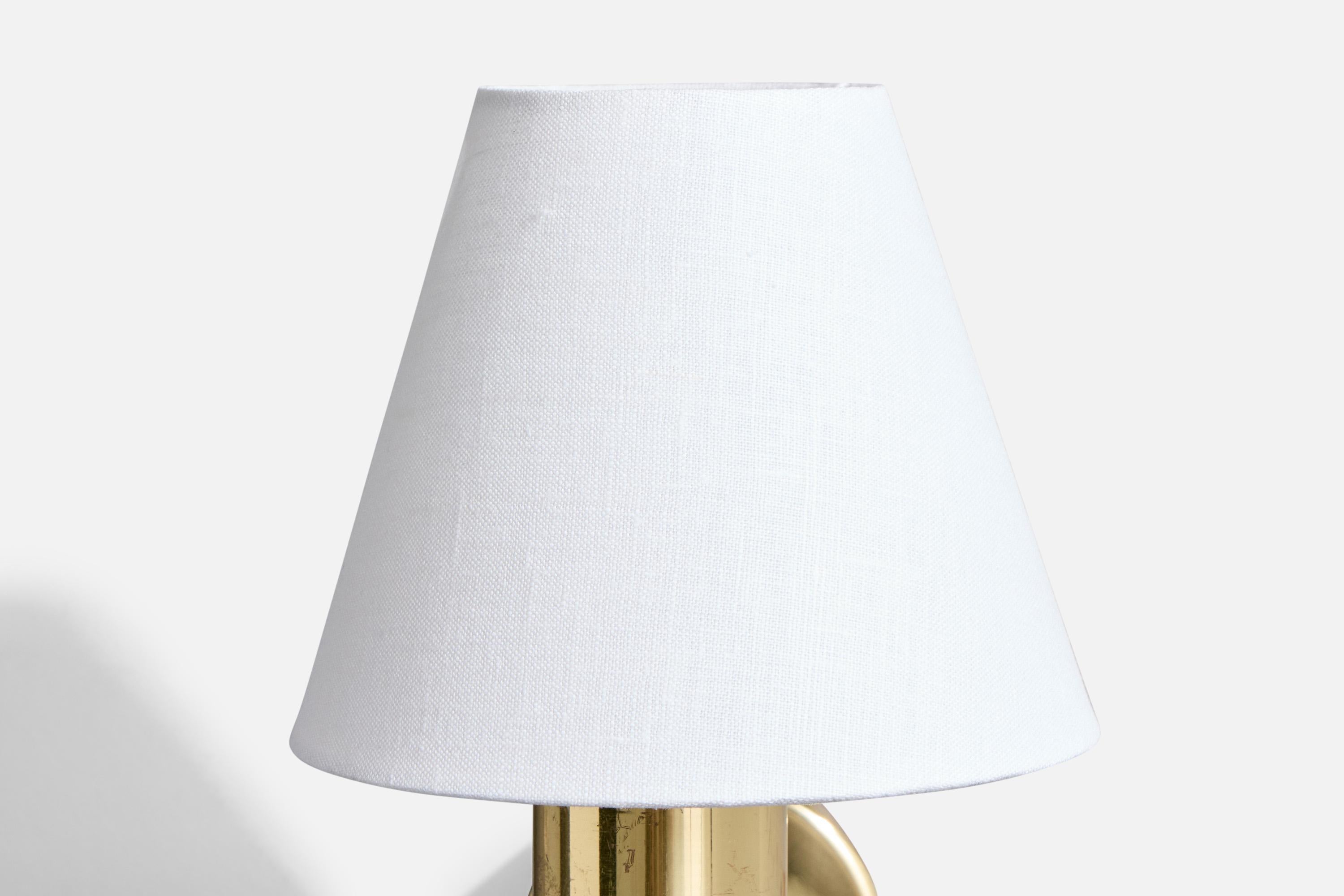 Hans-Agne Jakobsson, Wall Lights, Brass, Fabric, Sweden, 1960s 3