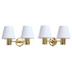 Hans-Agne Jakobsson, Wall Lights, Brass, Fabric, Sweden, 1960s