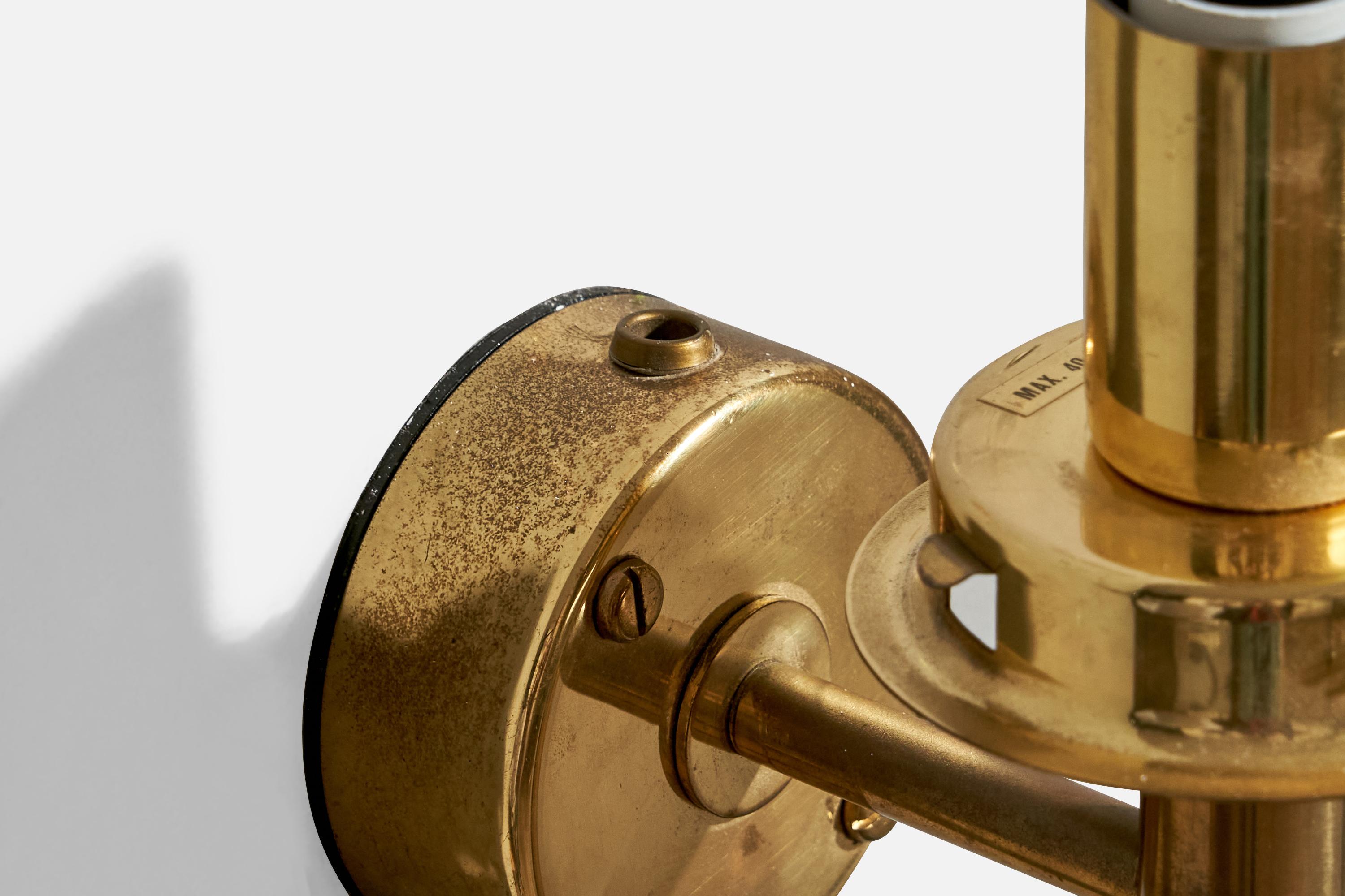 Hans-Agne Jakobsson, Wall Lights, Brass, Fabric, Sweden, 1970s 2