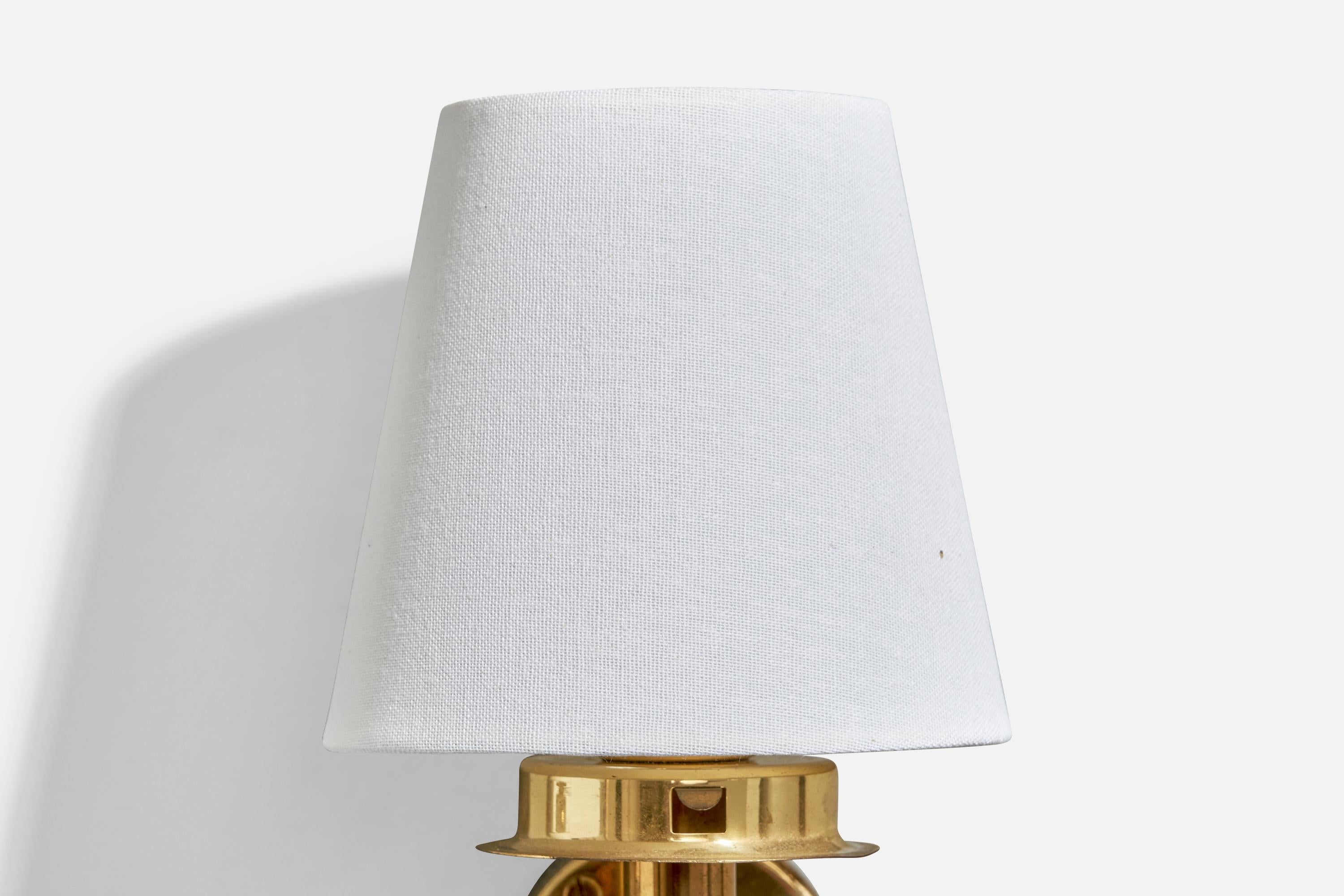 Hans-Agne Jakobsson, Wall Lights, Brass, Fabric, Sweden, 1970s 4