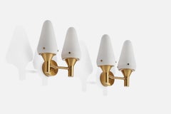 Hans-Agne Jakobsson, Wall Lights, Brass, Glass, Sweden, 1960s