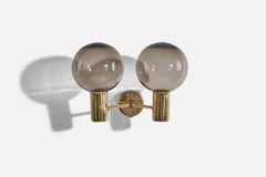 Hans-Agne Jakobsson, Wall Lights, Brass, Glass, Sweden, c. 1970s