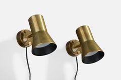 Hans-Agne Jakobsson, Wall Lights, Brass, Sweden, 1960s