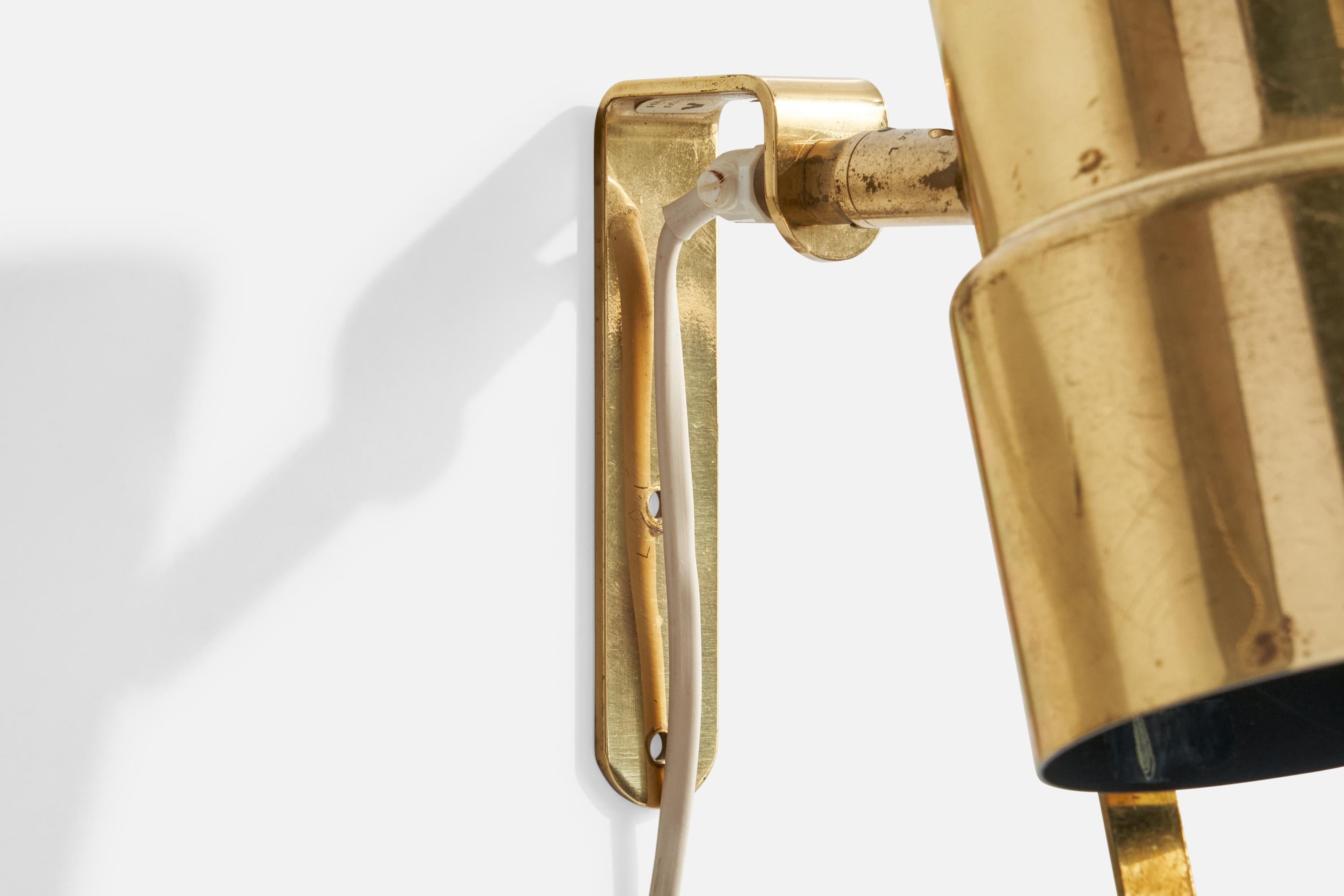 Ottone Hans-Agne Jakobsson, Wall Lights, Brass, Sweden, 1960s in vendita