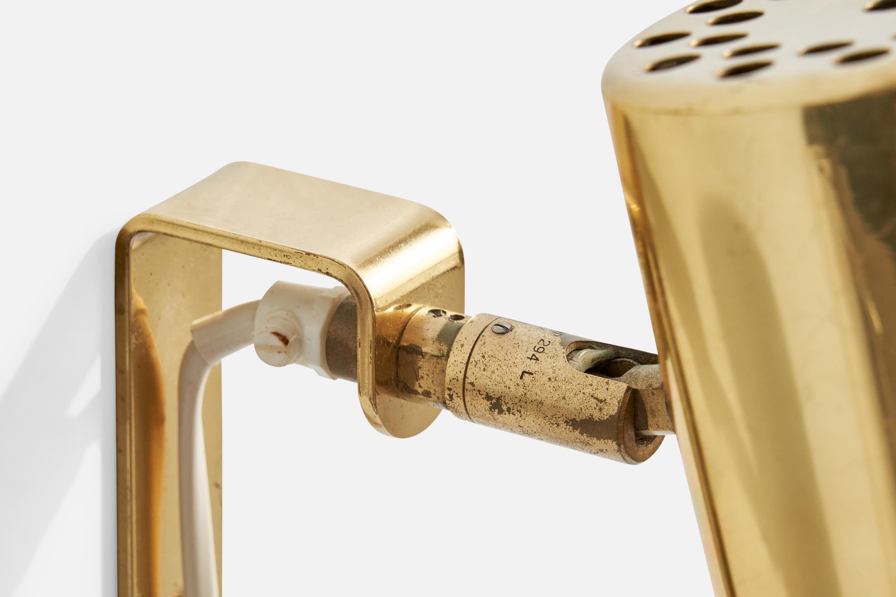 Hans-Agne Jakobsson, Wall Lights, Brass, Sweden, 1960s in vendita 1