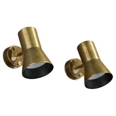Hans-Agne Jakobsson, Wall Lights, Brass, Sweden, 1960s