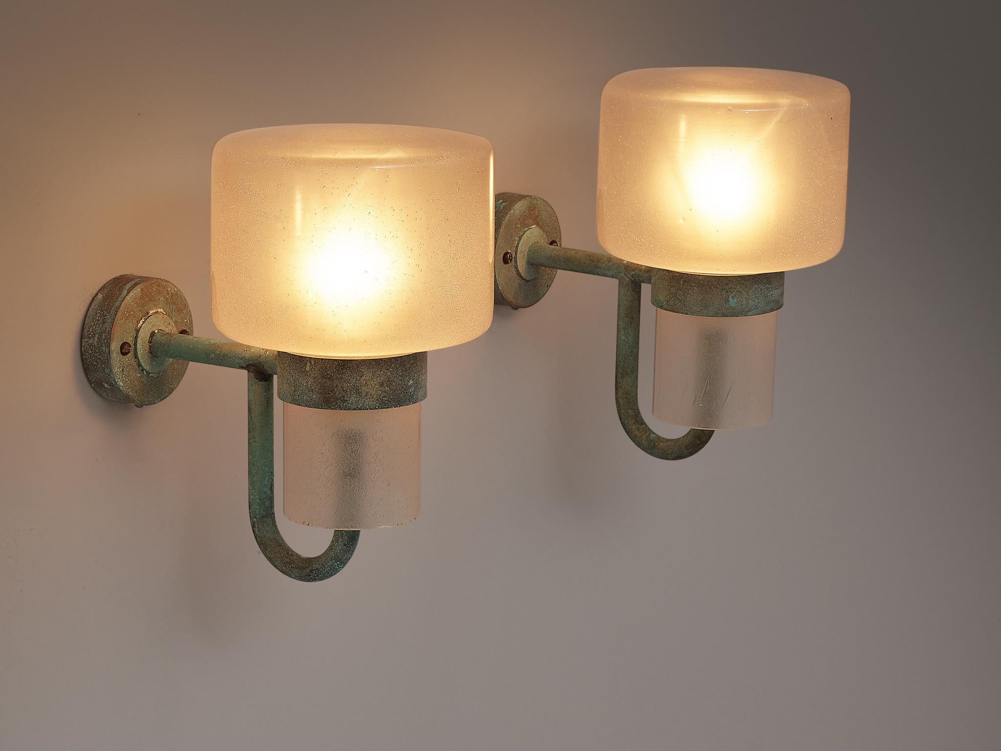 Hans-Agne Jakobsson Wall Lights in Copper and Opaline Glass In Good Condition In Waalwijk, NL