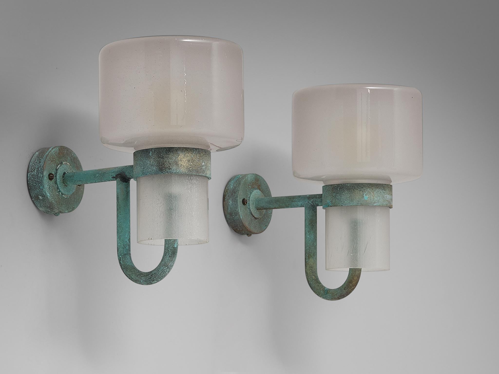 Mid-20th Century Hans-Agne Jakobsson Wall Lights in Copper and Opaline Glass