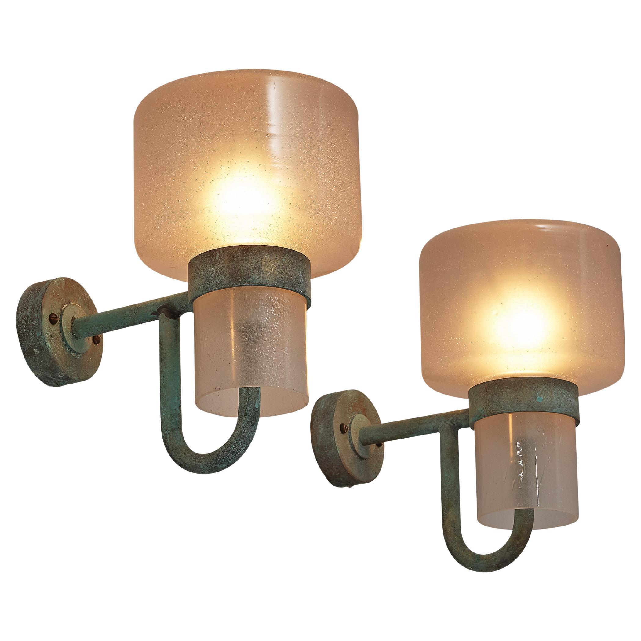 Hans-Agne Jakobsson Wall Lights in Copper and Opaline Glass