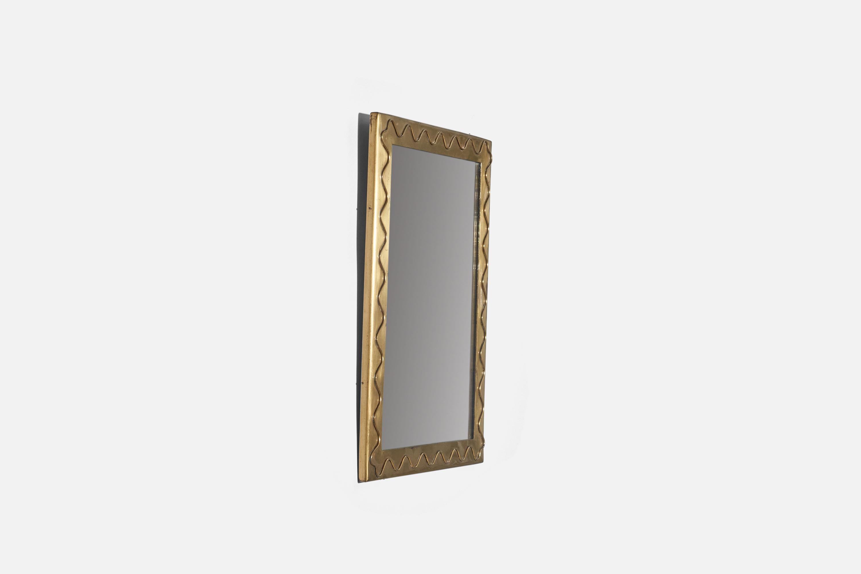 Hans-Agne Jakobsson, Wall Mirror, Brass, Mirror Glass, Sweden, C. 1960s In Good Condition In High Point, NC