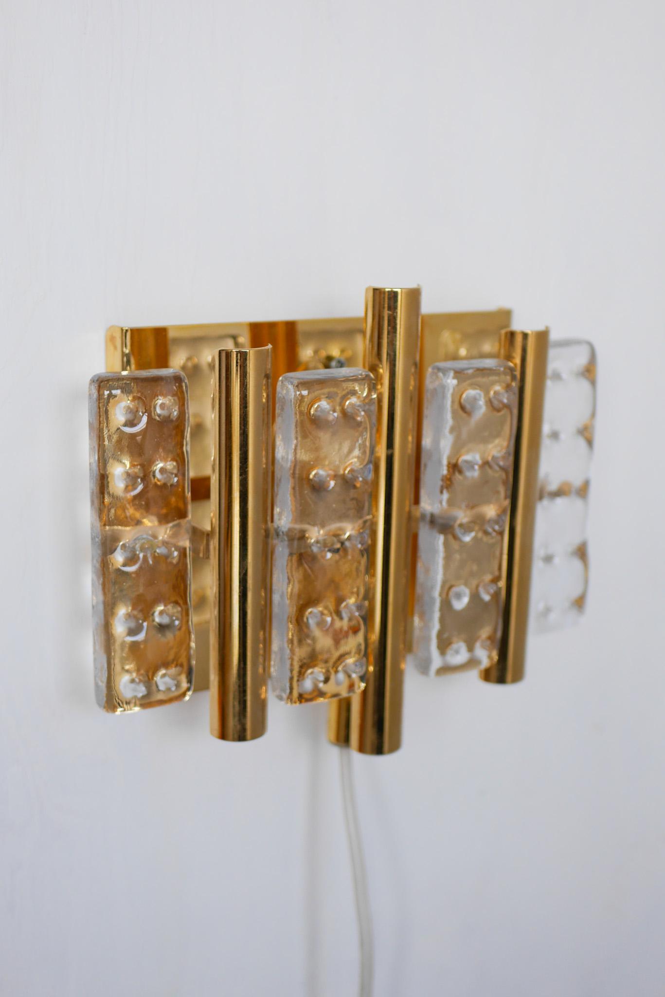 Mid-Century Modern Hans-Agne Jakobsson wall mounted sconce, a fantastic glass and brass lamp For Sale