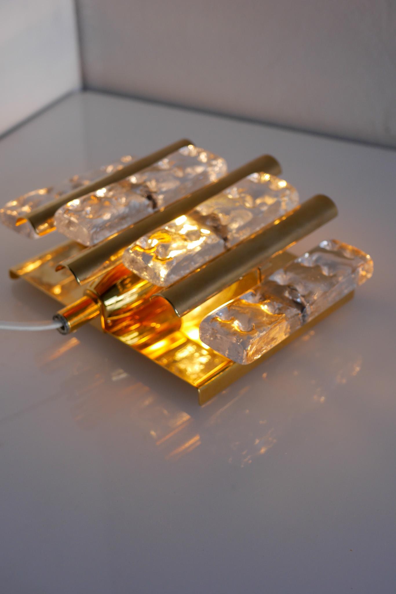 Late 20th Century Hans-Agne Jakobsson wall mounted sconce, a fantastic glass and brass lamp For Sale