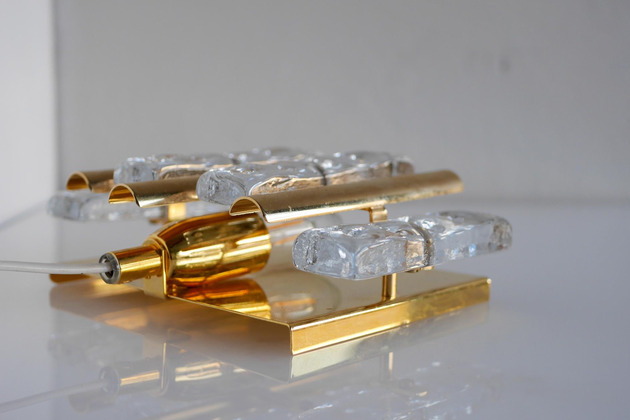 Hans-Agne Jakobsson wall mounted sconce, a fantastic glass and brass lamp For Sale 1