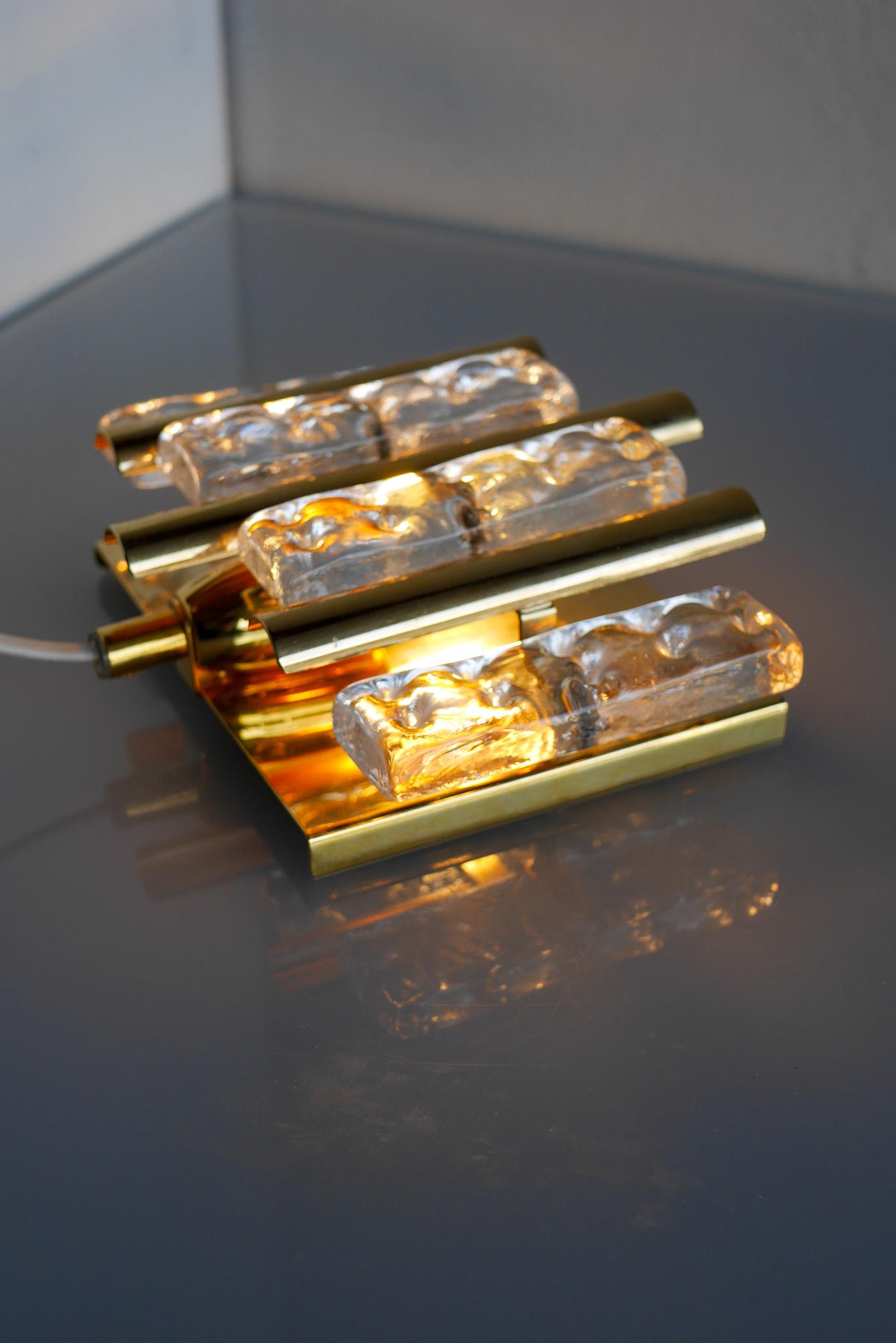 Hans-Agne Jakobsson wall mounted sconce, a fantastic glass and brass lamp For Sale 2