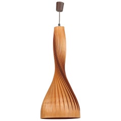 Vintage Hans Agne Jakobsson Wooden Ceiling Lamp, 1950s