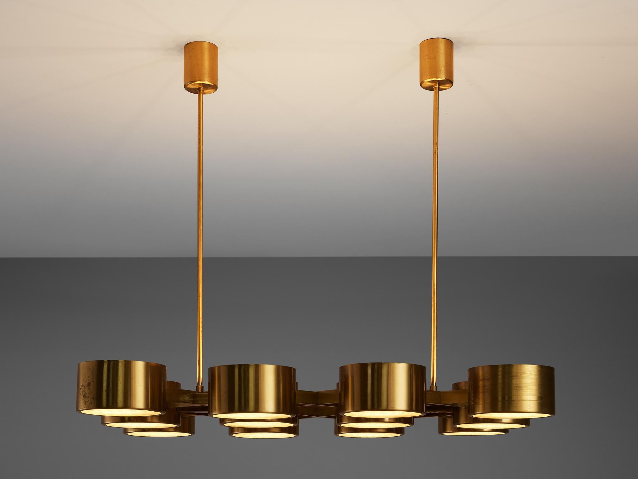 Scandinave moderne Lustre en laiton T363/12 de Hans Agne Jakobsson