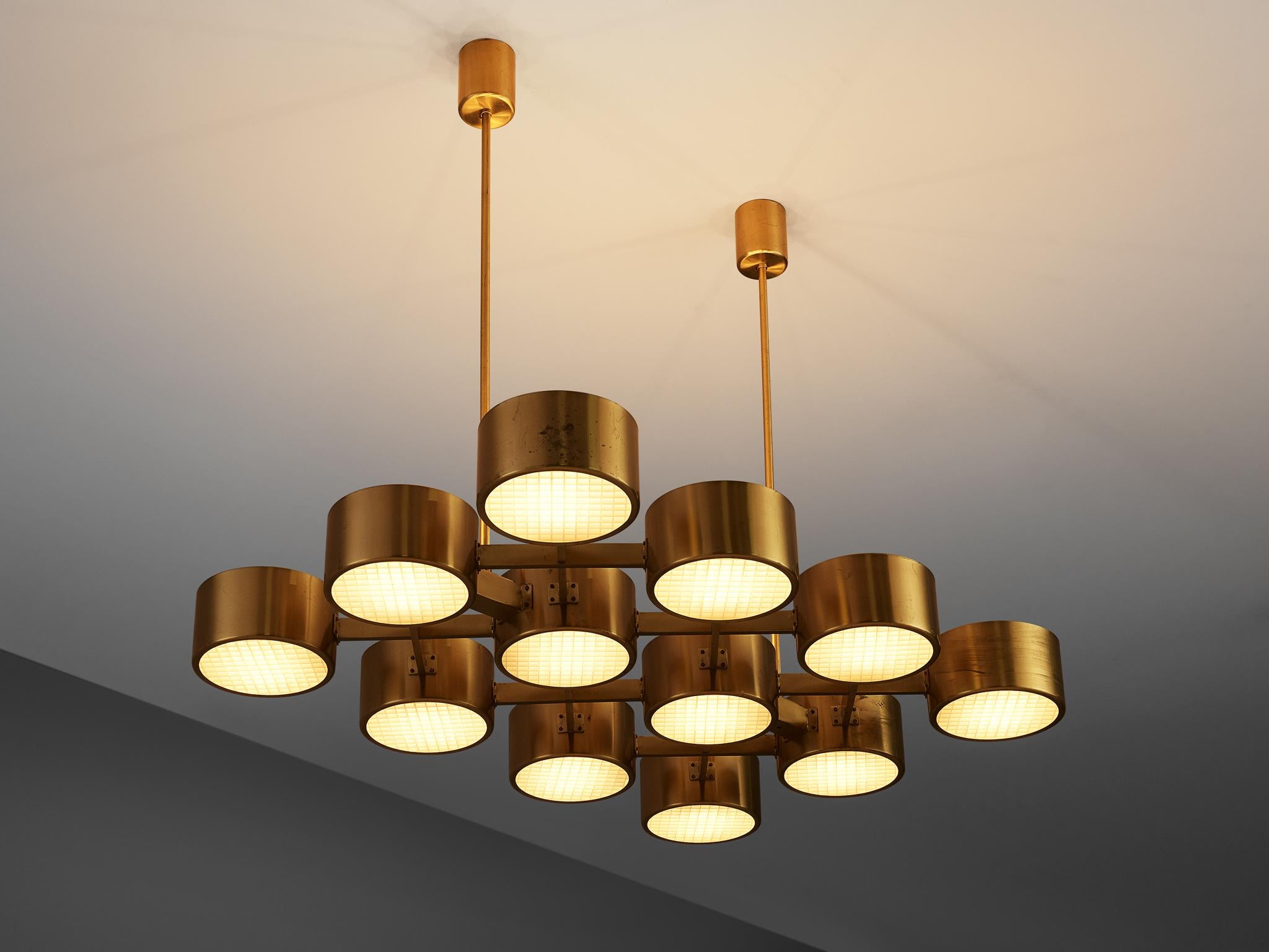 Suédois Lustre en laiton T363/12 de Hans Agne Jakobsson