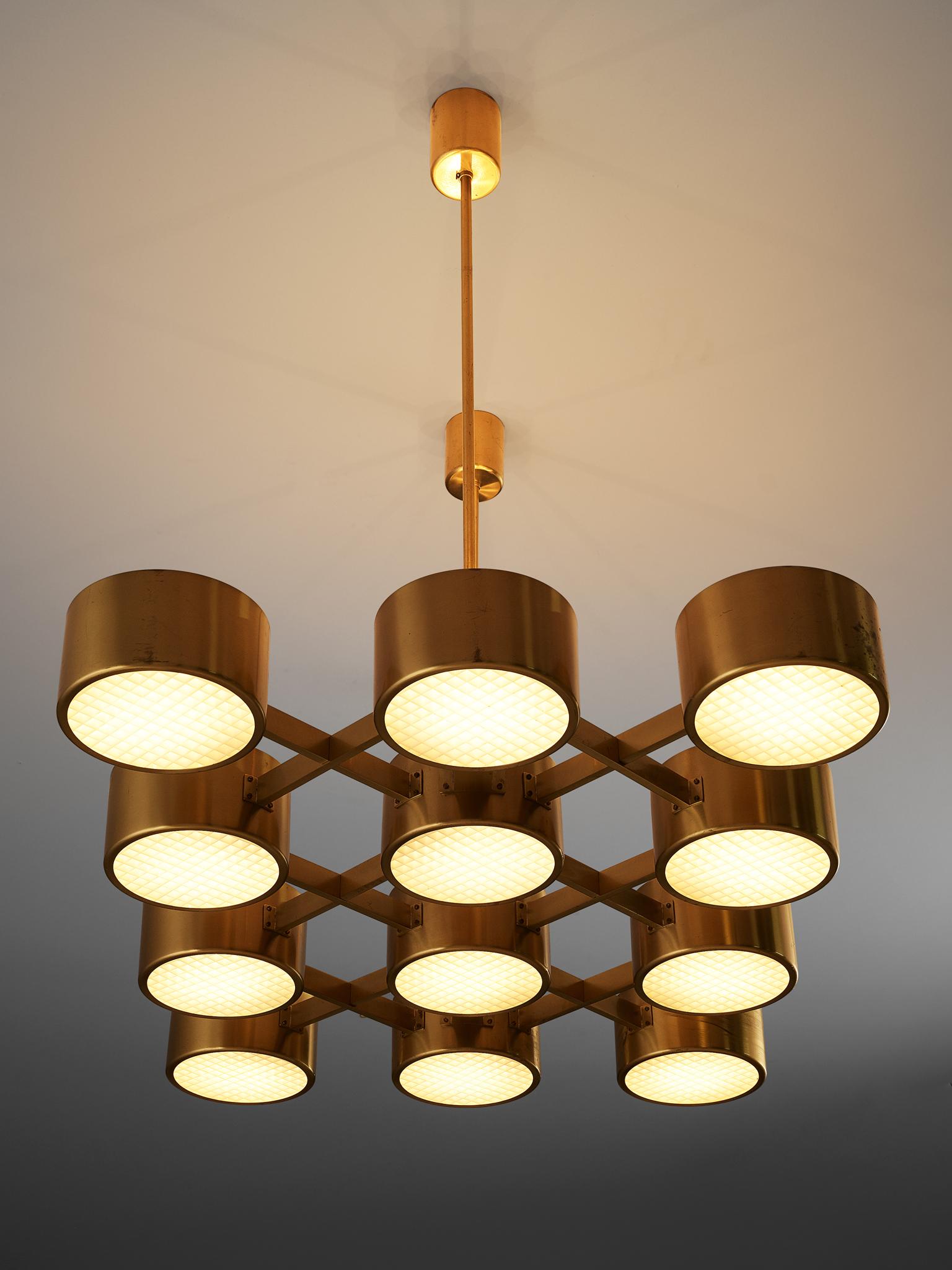 Milieu du XXe siècle Lustre en laiton T363/12 de Hans Agne Jakobsson