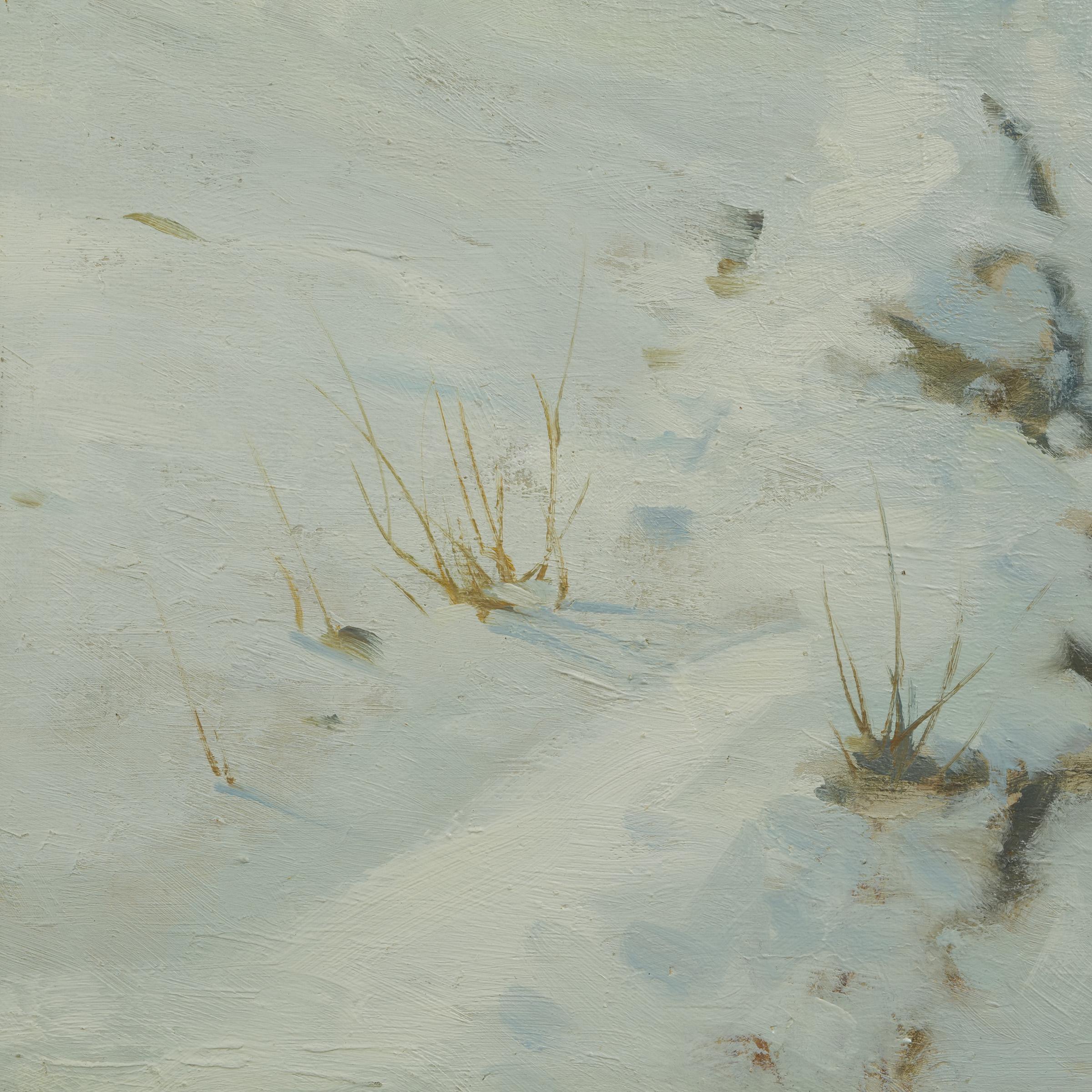 Hans Andersen Brendekilde Oilpainting “Girl in front of a farmstead in the snow” In Good Condition For Sale In Münster, DE